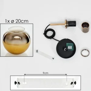 hofstein Suspension Verre 20 cm Koyoto Vieux laiton, 1 lumière* Lampes En Verre