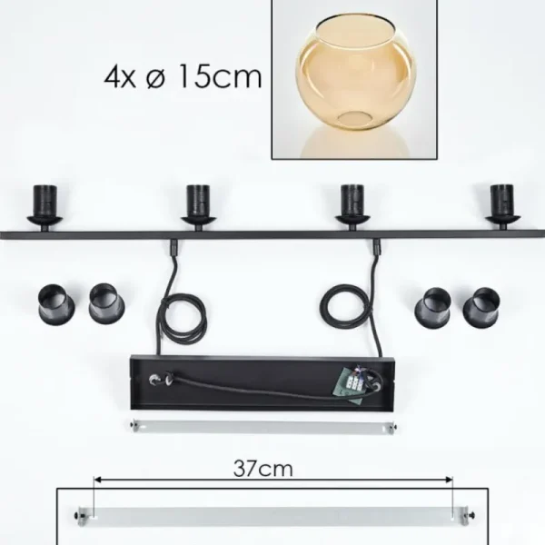 hofstein Suspension Verre 15 cm Koyoto Ambre, 4 lumières* Lampes En Verre