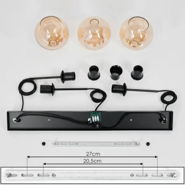 hofstein Suspension Verre 15 cm Koyoto Ambre, 3 lumières* Lampes En Verre