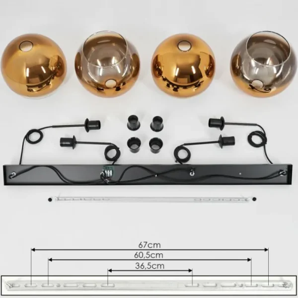 hofstein Suspension Verre 25 cm Koyoto Or, Clair, 4 lumières* Lampes En Verre