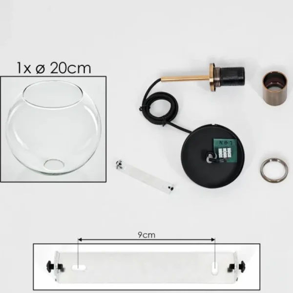 hofstein Suspension Verre 20 cm Koyoto Vieux laiton, 1 lumière* Lampes En Verre