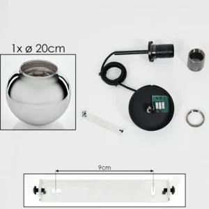 hofstein Suspension Verre 20 cm Koyoto Acier inoxydable, Noir, 1 lumière* Lampes En Verre
