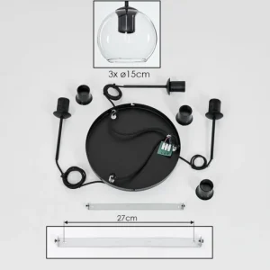 hofstein Suspension Verre 15 cm Koyoto Clair, 3 lumières* Lampes En Verre