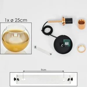 hofstein Suspension Verre 25 cm Koyoto Or, Noir, 1 lumière* Lampes En Verre