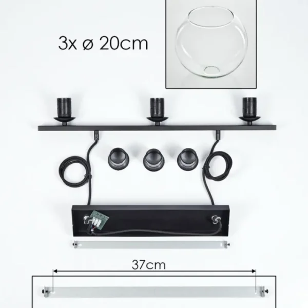 hofstein Suspension Verre 20 cm Koyoto Clair, 3 lumières* Lampes En Verre