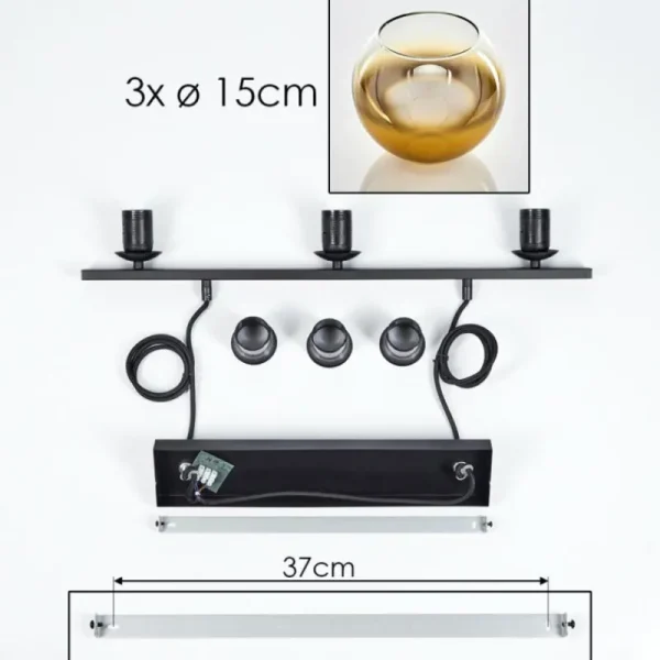 hofstein Suspension Verre 15 cm Koyoto Or, Clair, 3 lumières* Lampes En Verre