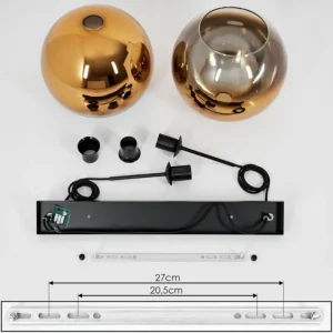hofstein Suspension Verre 30 cm Koyoto Or, Clair, 2 lumières* Lampes En Verre