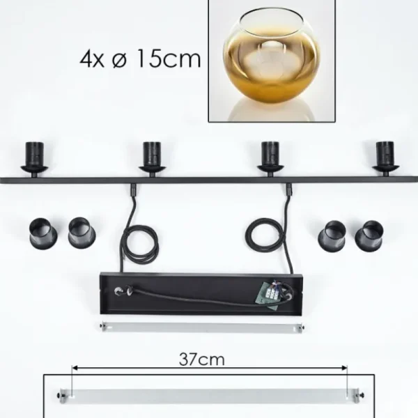 hofstein Suspension Verre 15 cm Koyoto Ambre, 4 lumières* Lampes En Verre