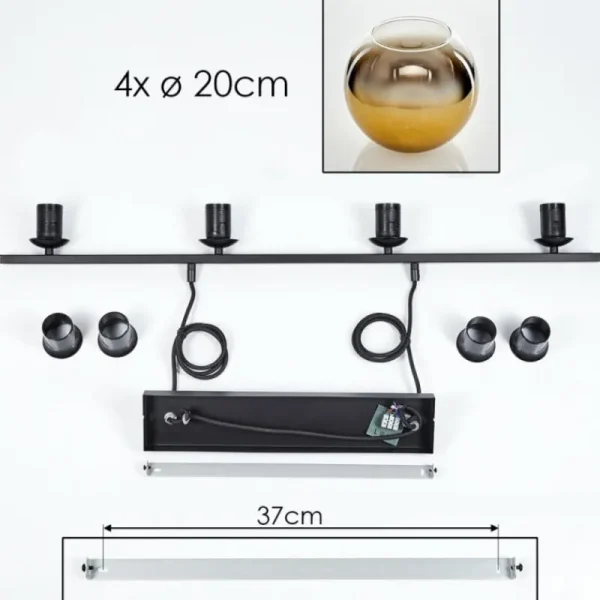 hofstein Suspension Verre 20 cm Koyoto Or, 4 lumières* Lampes En Verre