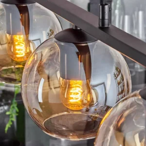 hofstein Suspension Verre 15 cm Koyoto Ambre, 5 lumières* Lampes En Verre
