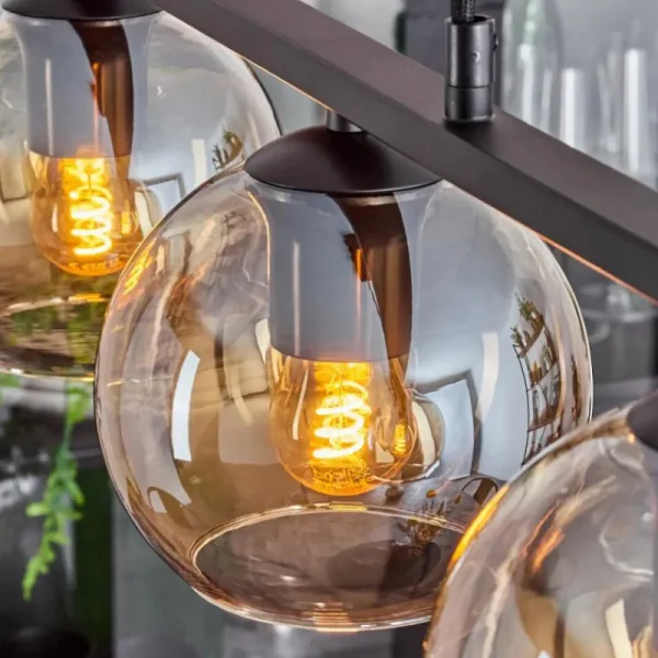 hofstein Suspension Verre 15 cm Koyoto Ambre, 5 lumières* Lampes En Verre