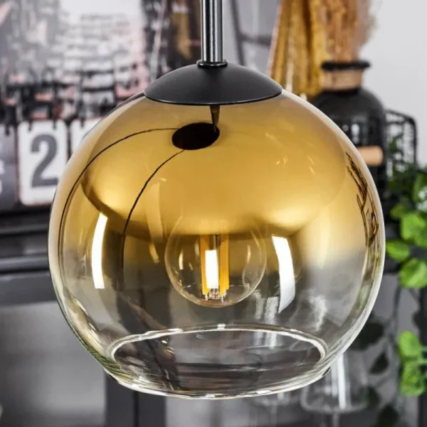 hofstein Suspension Verre 15 cm Koyoto Or, Clair, 3 lumières* Lampes En Verre
