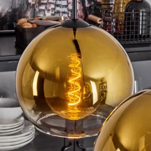 hofstein Suspension Verre 25 cm Koyoto Or, Clair, 2 lumières* Lampes En Verre