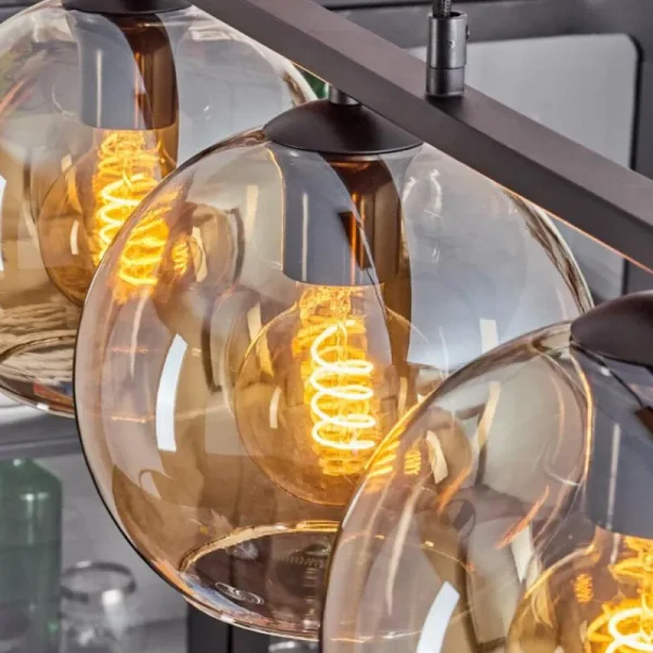 hofstein Suspension Verre 20 cm Koyoto Ambre, 5 lumières* Lampes En Verre