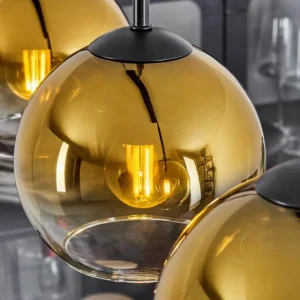 hofstein Suspension Verre 15 cm Koyoto Or, Clair, 3 lumières* Lampes En Verre