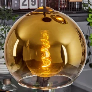 hofstein Suspension Verre 25 cm Koyoto Or, Clair, 3 lumières* Lampes En Verre