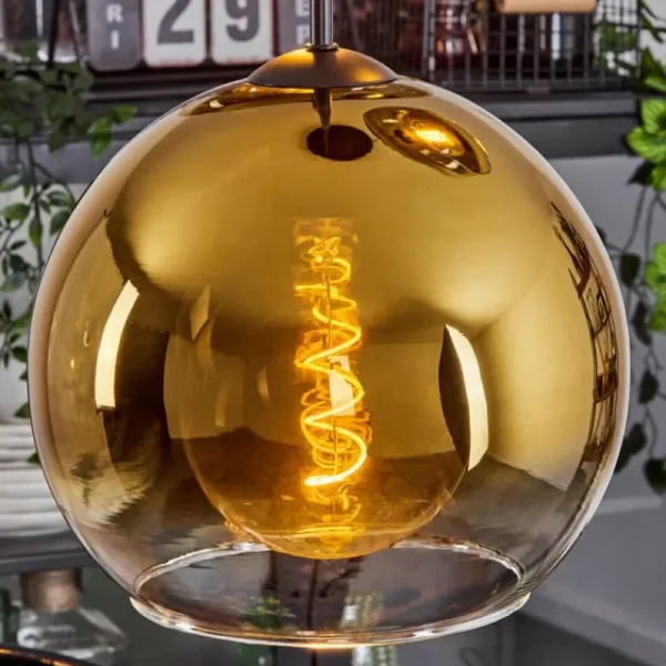 hofstein Suspension Verre 25 cm Koyoto Or, Clair, 3 lumières* Lampes En Verre