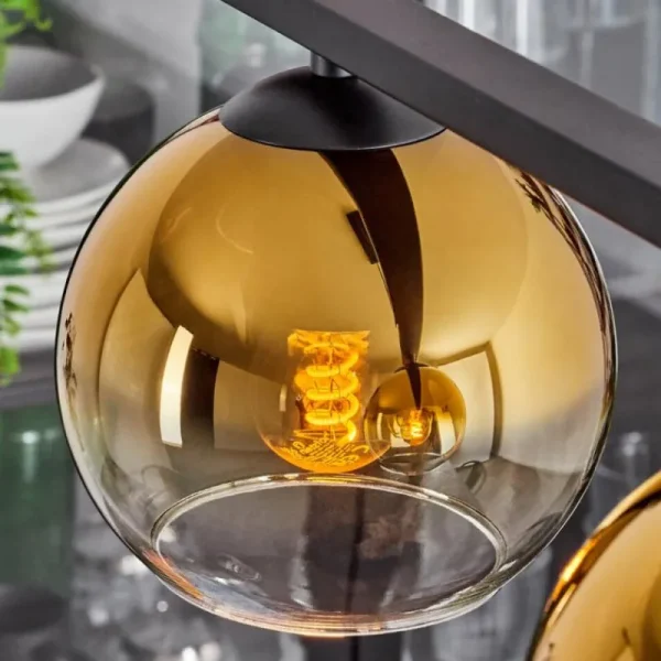 hofstein Suspension Verre 15 cm Koyoto Ambre, 4 lumières* Lampes En Verre