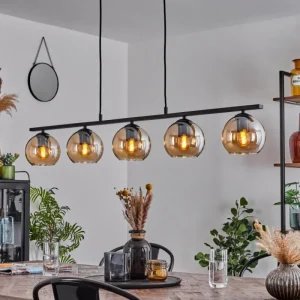 hofstein Suspension Verre 15 cm Koyoto Ambre, 5 lumières* Lampes En Verre