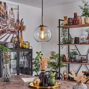 hofstein Suspension Verre 20 cm Koyoto Or, Noir, 1 lumière* Lampes En Verre