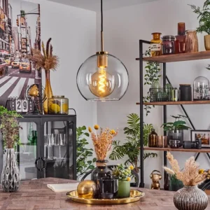 hofstein Suspension Verre 25 cm Koyoto Or, Noir, 1 lumière* Lampes En Verre
