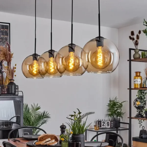 hofstein Suspension Verre 25 cm Koyoto Ambre, 4 lumières* Lampes En Verre