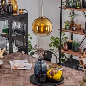 hofstein Suspension Verre 20 cm Koyoto Vieux laiton, 1 lumière* Lampes En Verre