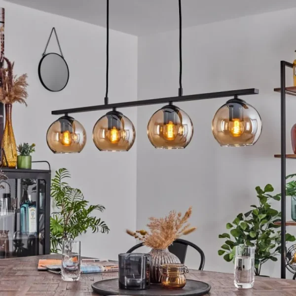 hofstein Suspension Verre 15 cm Koyoto Ambre, 4 lumières* Lampes En Verre