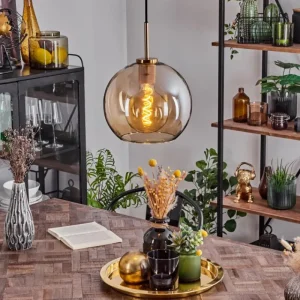 hofstein Suspension Verre 25 cm Koyoto Or, Noir, 1 lumière* Lampes En Verre