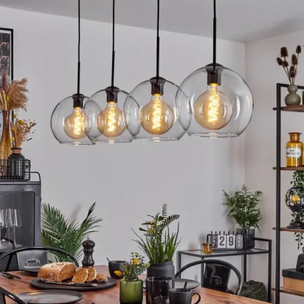 hofstein Suspension Verre 25 cm Koyoto Clair, 4 lumières* Lampes En Verre