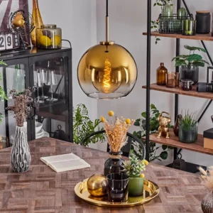 hofstein Suspension Verre 25 cm Koyoto Or, Noir, 1 lumière* Lampes En Verre