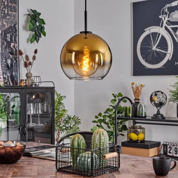 hofstein Suspension Verre 25 cm Koyoto Acier brossé, 1 lumière* Lampes En Verre