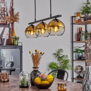 hofstein Suspension Verre 15 cm Koyoto Or, Clair, 3 lumières* Lampes En Verre