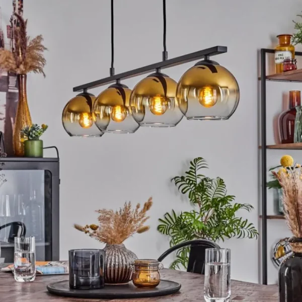 hofstein Suspension Verre 15 cm Koyoto Ambre, 4 lumières* Lampes En Verre