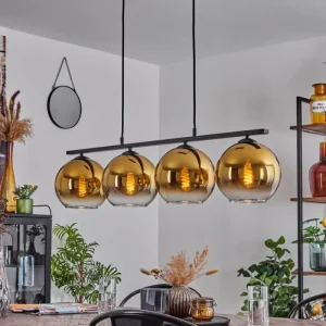 hofstein Suspension Verre 20 cm Koyoto Or, 4 lumières* Lampes En Verre