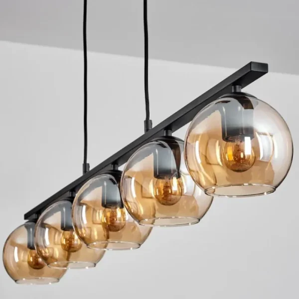 hofstein Suspension Verre 15 cm Koyoto Ambre, 5 lumières* Lampes En Verre