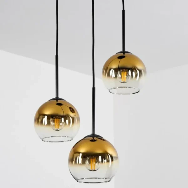 hofstein Suspension Verre 15 cm Koyoto Or, Clair, 3 lumières* Lampes En Verre