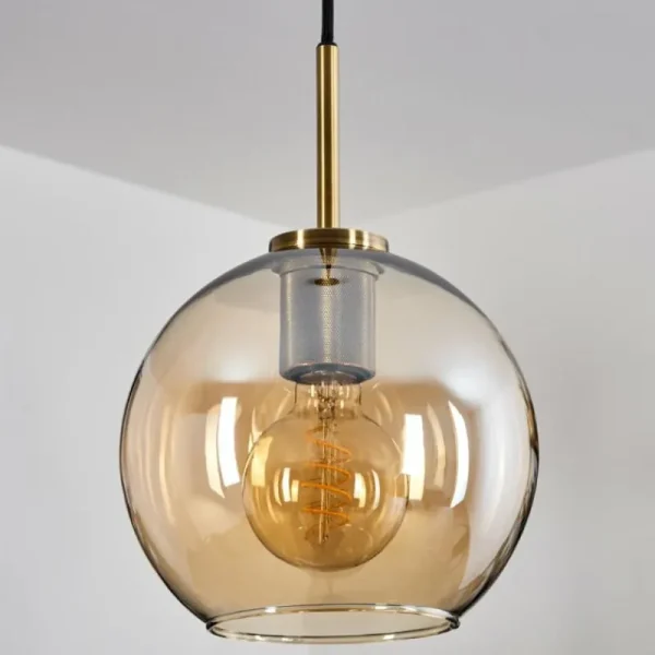 hofstein Suspension Verre 20 cm Koyoto Acier inoxydable, Noir, 1 lumière* Lampes En Verre