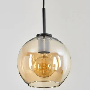 hofstein Suspension Verre 20 cm Koyoto Acier inoxydable, Noir, 1 lumière* Lampes En Verre