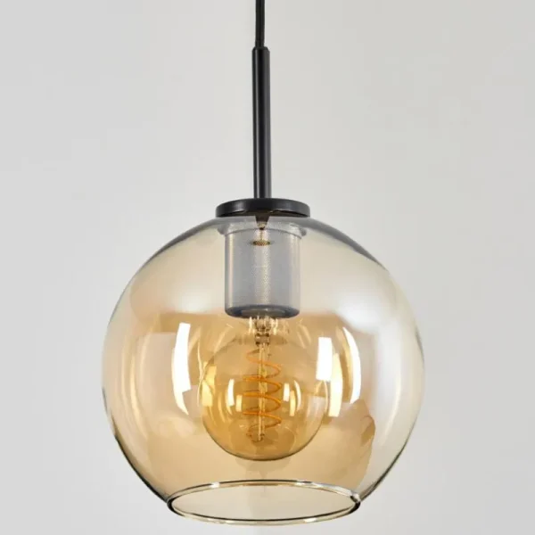 hofstein Suspension Verre 20 cm Koyoto Acier inoxydable, Noir, 1 lumière* Lampes En Verre