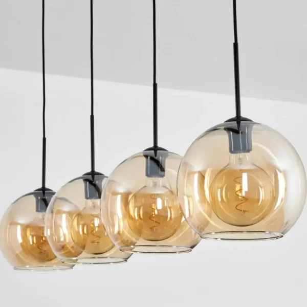 hofstein Suspension Verre 25 cm Koyoto Ambre, 4 lumières* Lampes En Verre