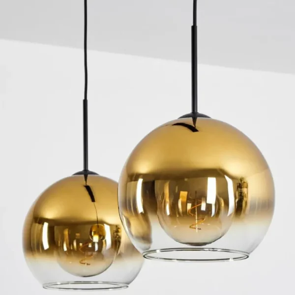 hofstein Suspension Verre 25 cm Koyoto Or, Clair, 2 lumières* Lampes En Verre