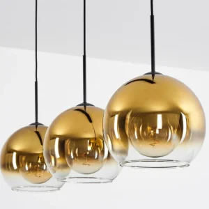 hofstein Suspension Verre 25 cm Koyoto Or, Clair, 3 lumières* Lampes En Verre