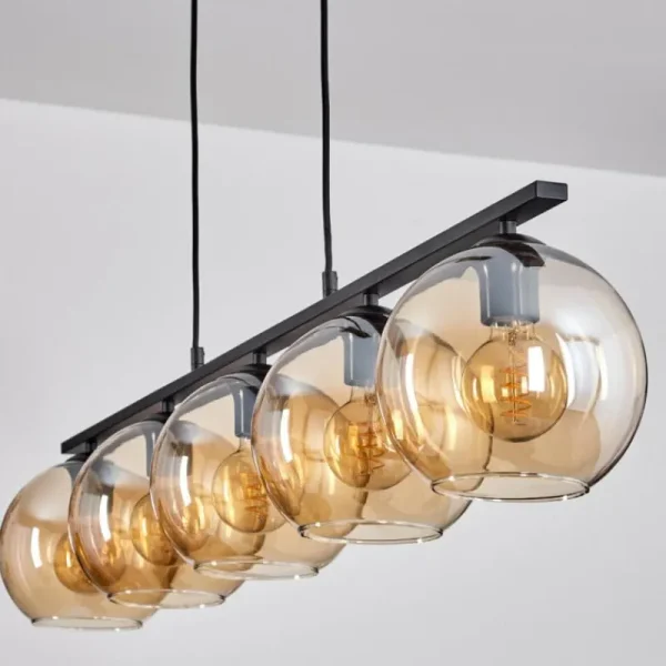 hofstein Suspension Verre 20 cm Koyoto Ambre, 5 lumières* Lampes En Verre