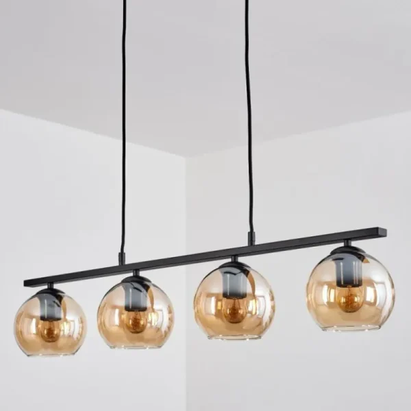 hofstein Suspension Verre 15 cm Koyoto Ambre, 4 lumières* Lampes En Verre