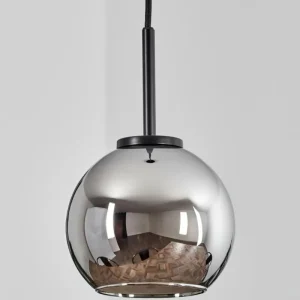 hofstein Suspension Verre 15 cm Koyoto Acier inoxydable, Noir, 1 lumière* Lampes En Verre