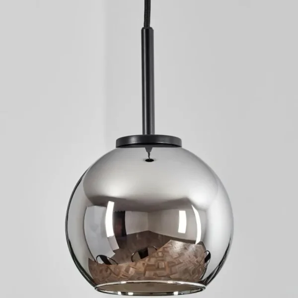 hofstein Suspension Verre 15 cm Koyoto Acier inoxydable, Noir, 1 lumière* Lampes En Verre