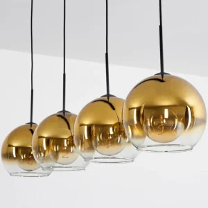 hofstein Suspension Verre 25 cm Koyoto Or, Clair, 4 lumières* Lampes En Verre
