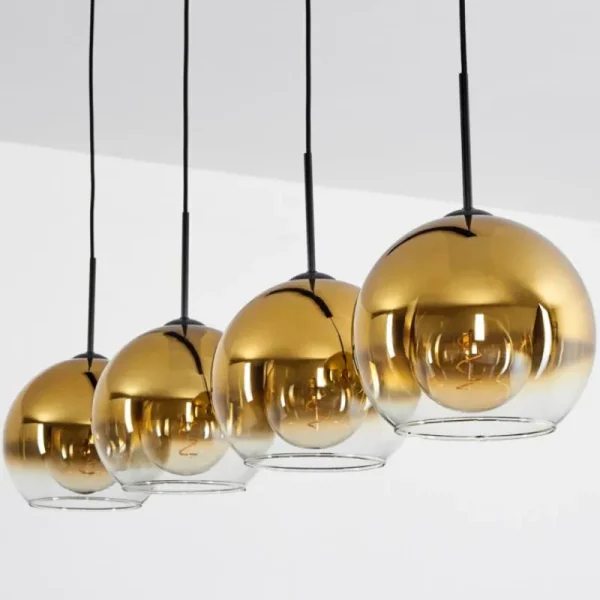 hofstein Suspension Verre 25 cm Koyoto Or, Clair, 4 lumières* Lampes En Verre