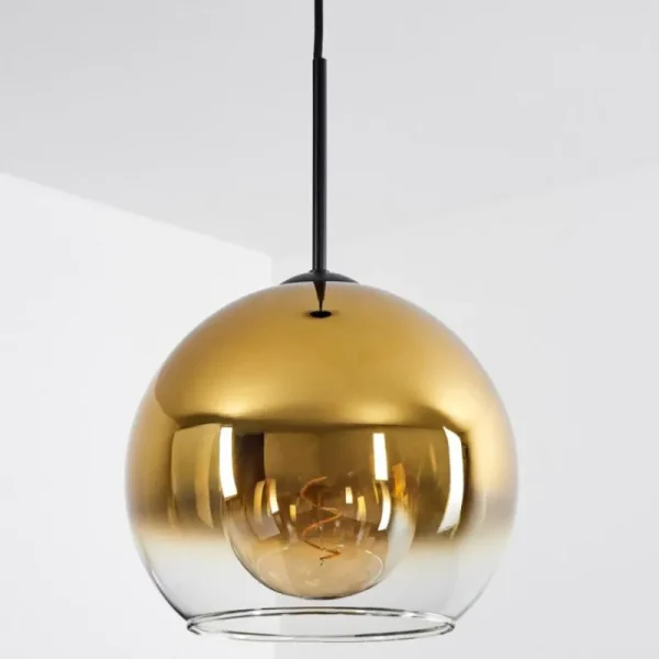 hofstein Suspension Verre 25 cm Koyoto Or, Clair, 1 lumière* Lampes En Verre